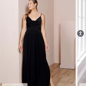 Revelry Maternity Black Sleeveless Cowl Neck Gown for Weddings, Size 10